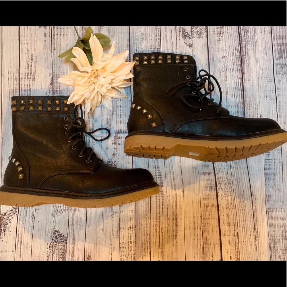 Black Studded Combat Boots